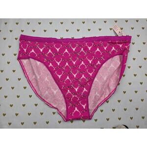 Victorias Secret NEW NWT Christmas XL Reindeer Pink High Leg Brief Panties